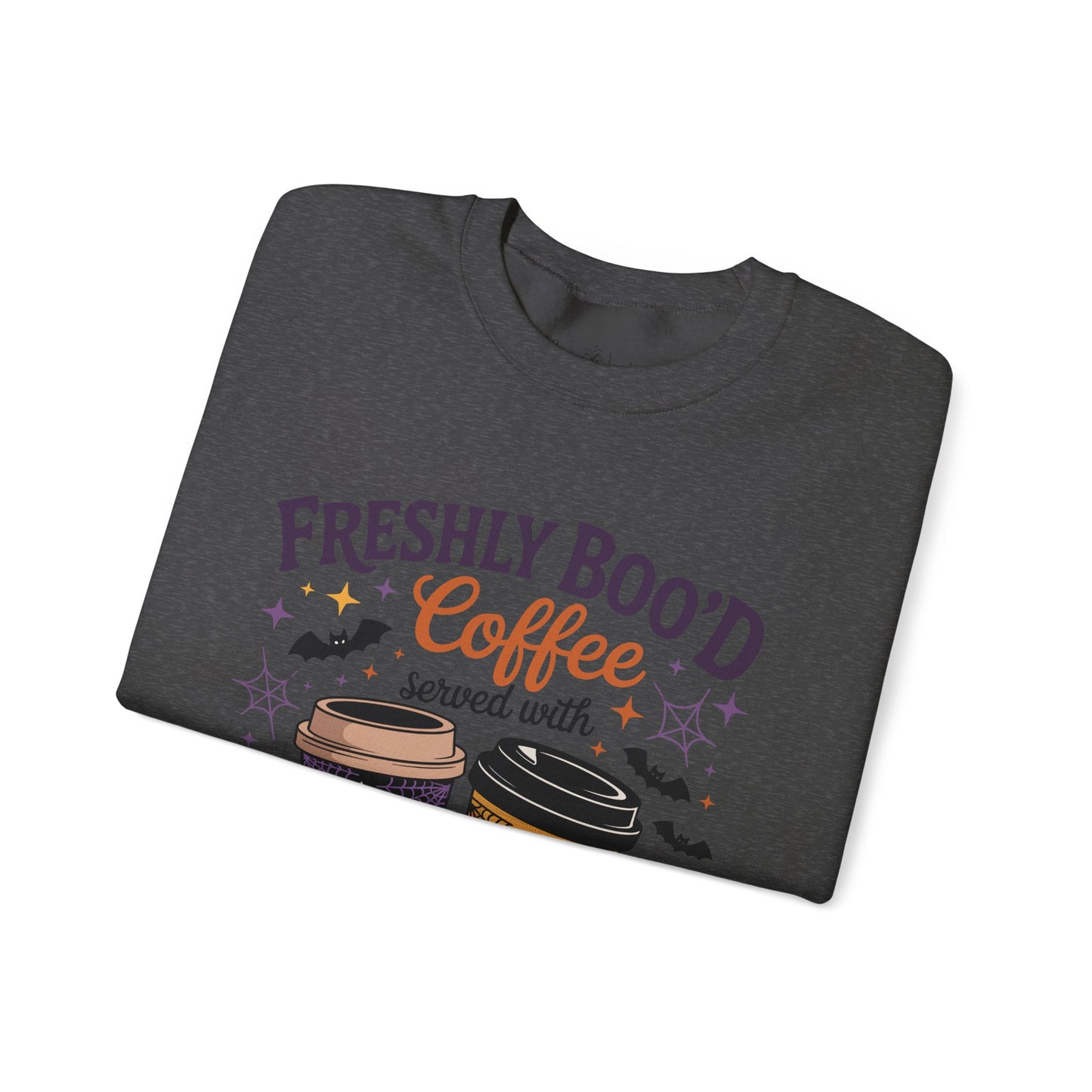 Halloween Coffee Sweatshirt, Cozy Fall Top, Spooky Gift, Unisex Crewneck, Autumn Fashion