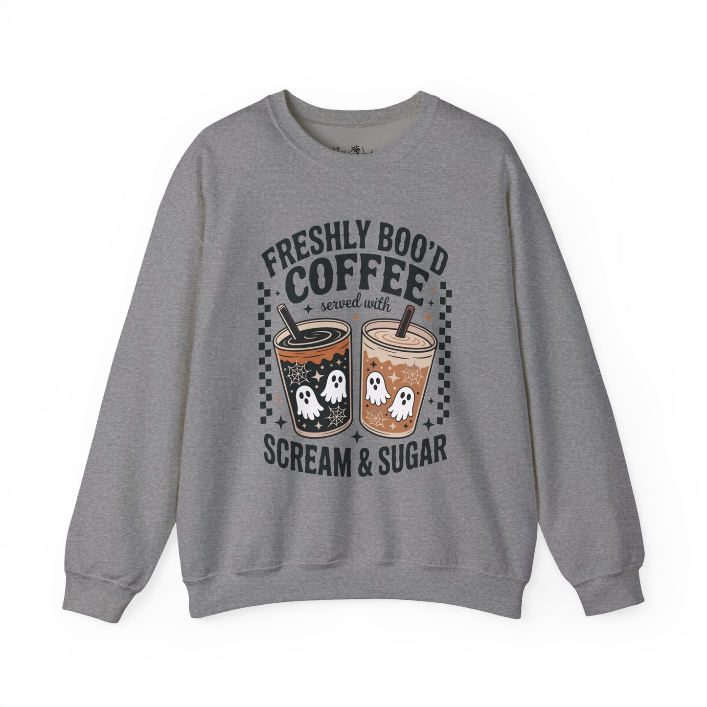 Coffee Crewneck Sweatshirt, Cute Halloween Apparel - Unisex