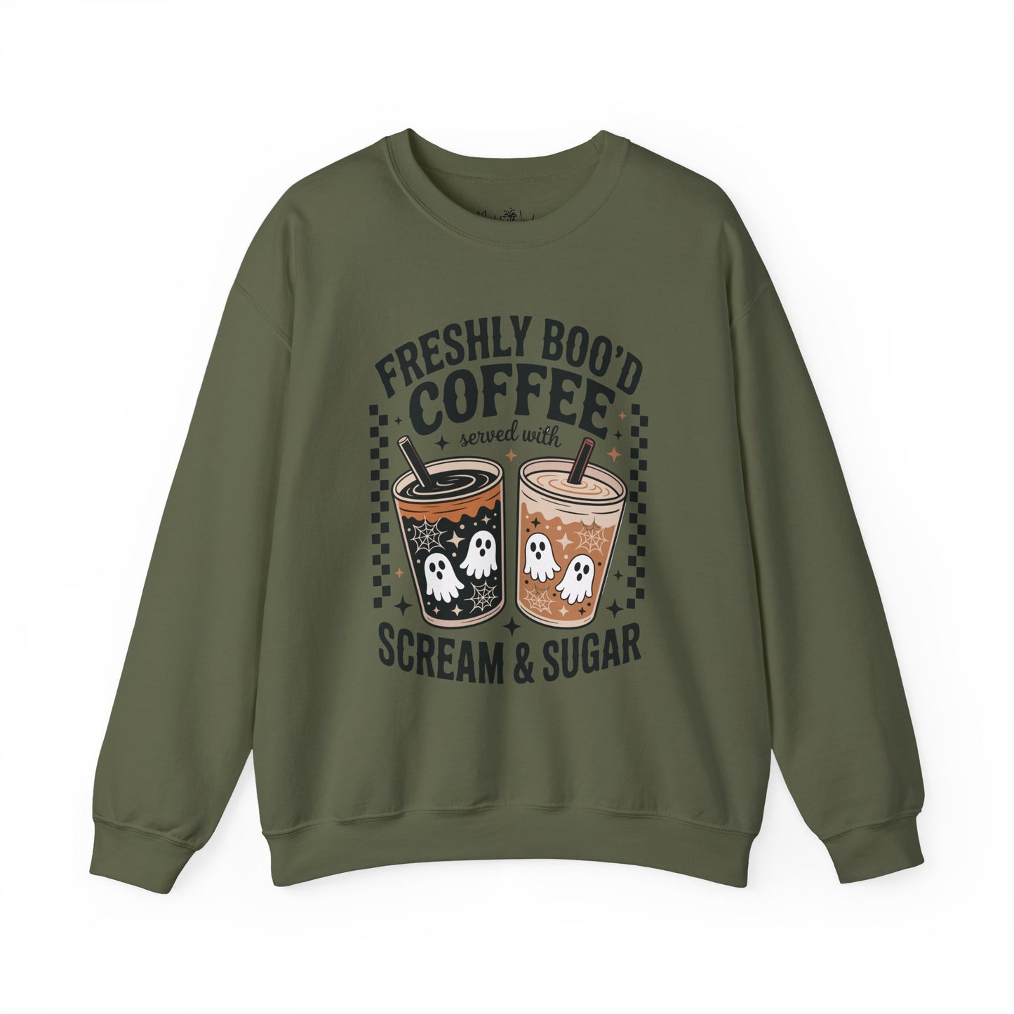 Coffee Crewneck Sweatshirt, Cute Halloween Apparel - Unisex