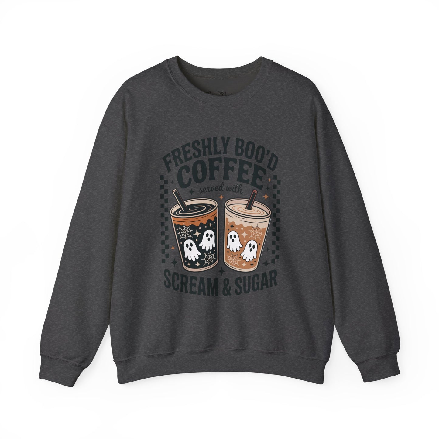 Coffee Crewneck Sweatshirt, Cute Halloween Apparel - Unisex