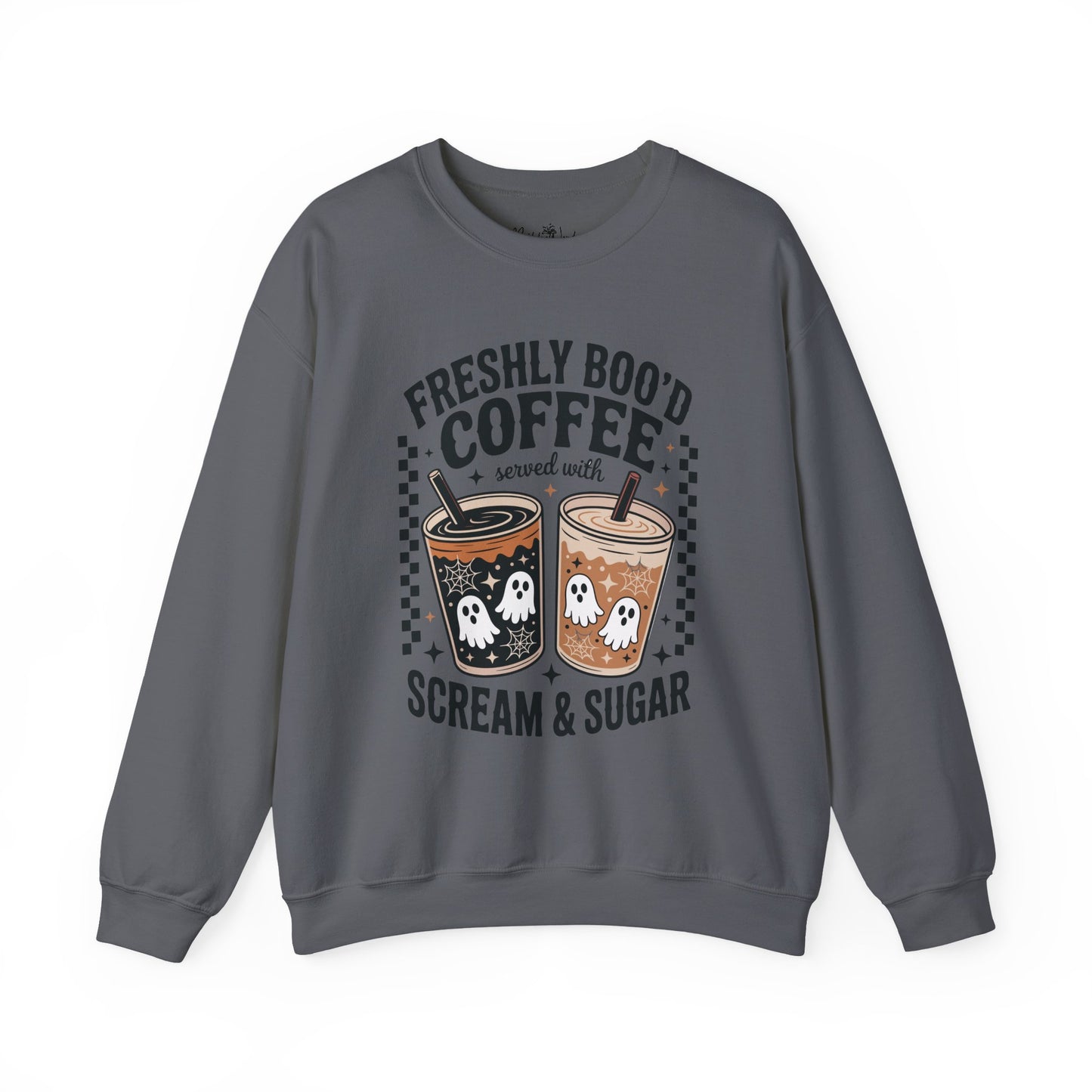 Coffee Crewneck Sweatshirt, Cute Halloween Apparel - Unisex