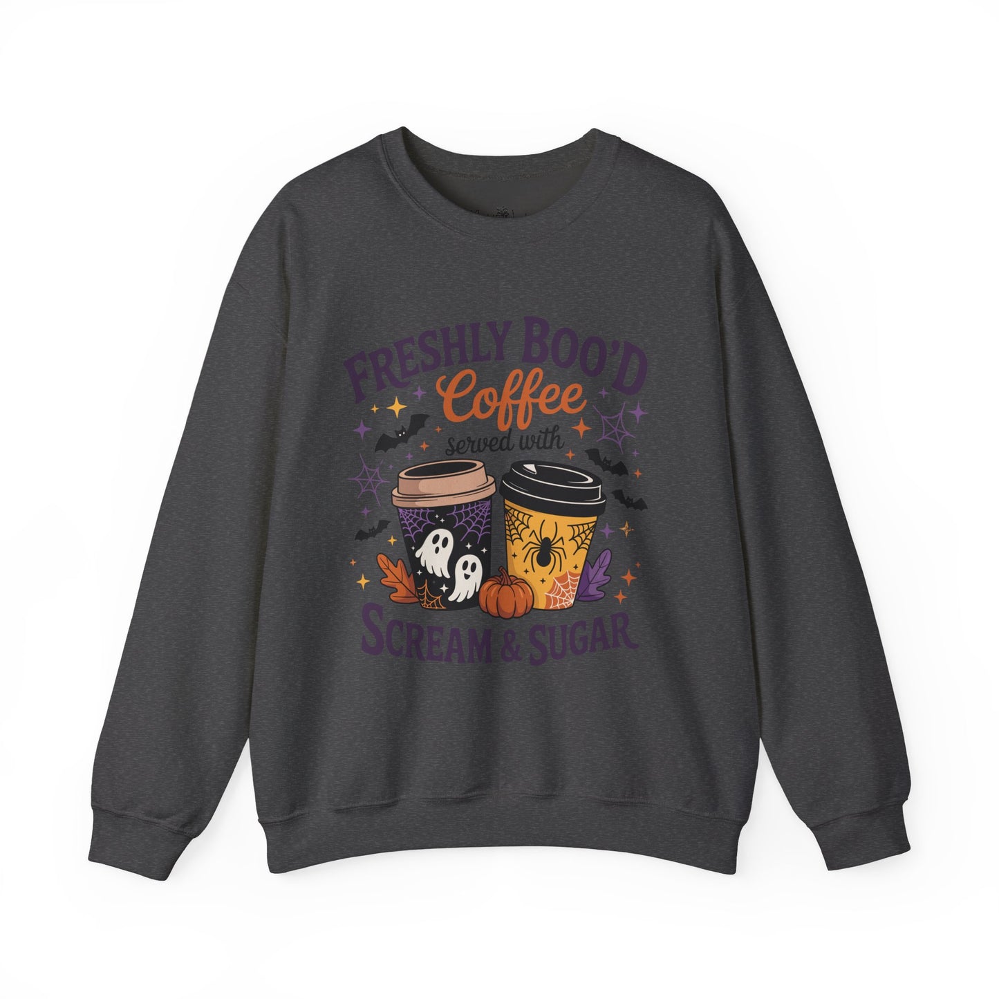 Halloween Coffee Sweatshirt, Cozy Fall Top, Spooky Gift, Unisex Crewneck, Autumn Fashion