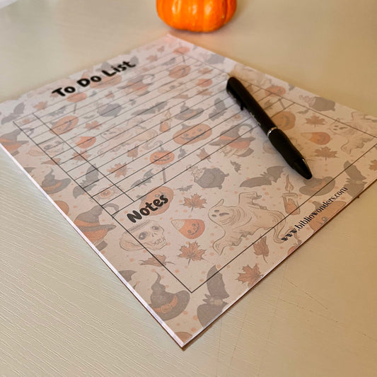 Vintage Spooky To Do List Notepad | 8.5x11 Full Size