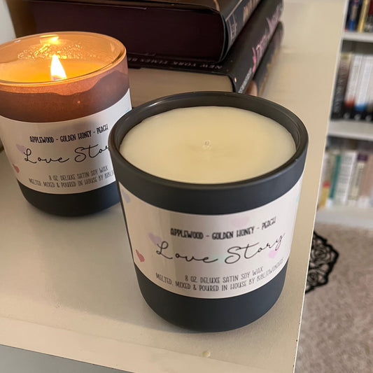 Love Story | 8oz. Deluxe Satin Soy Wax Candle | Applewood - Golden Honey - Peach
