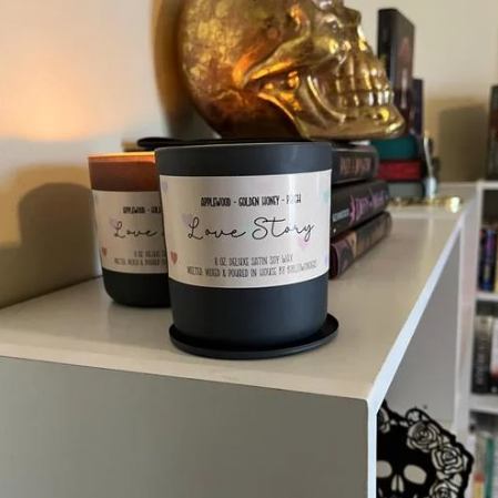 Love Story | 8oz. Deluxe Satin Soy Wax Candle | Applewood - Golden Honey - Peach