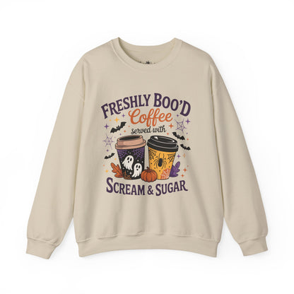 Halloween Coffee Sweatshirt, Cozy Fall Top, Spooky Gift, Unisex Crewneck, Autumn Fashion