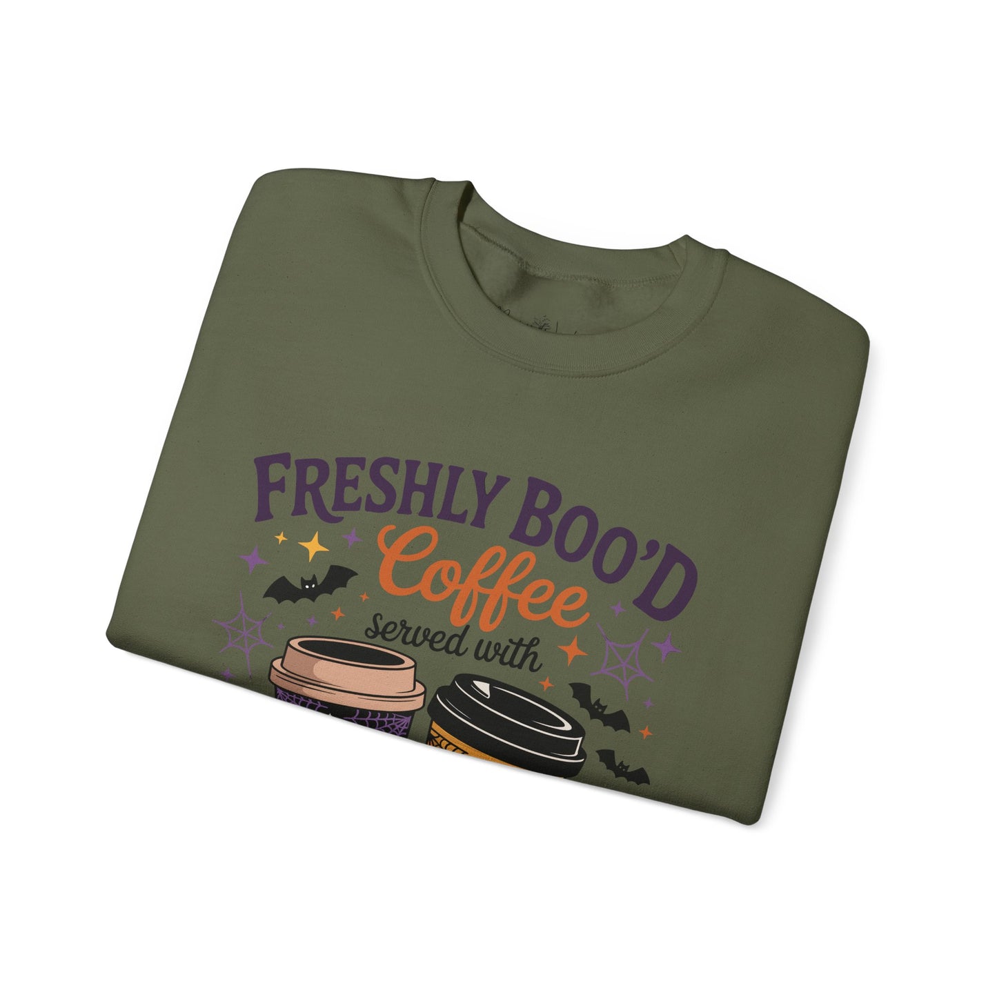 Halloween Coffee Sweatshirt, Cozy Fall Top, Spooky Gift, Unisex Crewneck, Autumn Fashion