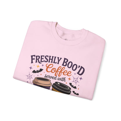 Halloween Coffee Sweatshirt, Cozy Fall Top, Spooky Gift, Unisex Crewneck, Autumn Fashion