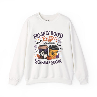 Halloween Coffee Sweatshirt, Cozy Fall Top, Spooky Gift, Unisex Crewneck, Autumn Fashion