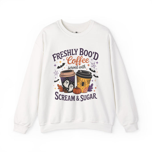 Halloween Coffee Sweatshirt, Cozy Fall Top, Spooky Gift, Unisex Crewneck, Autumn Fashion