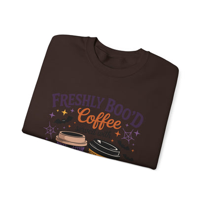 Halloween Coffee Sweatshirt, Cozy Fall Top, Spooky Gift, Unisex Crewneck, Autumn Fashion