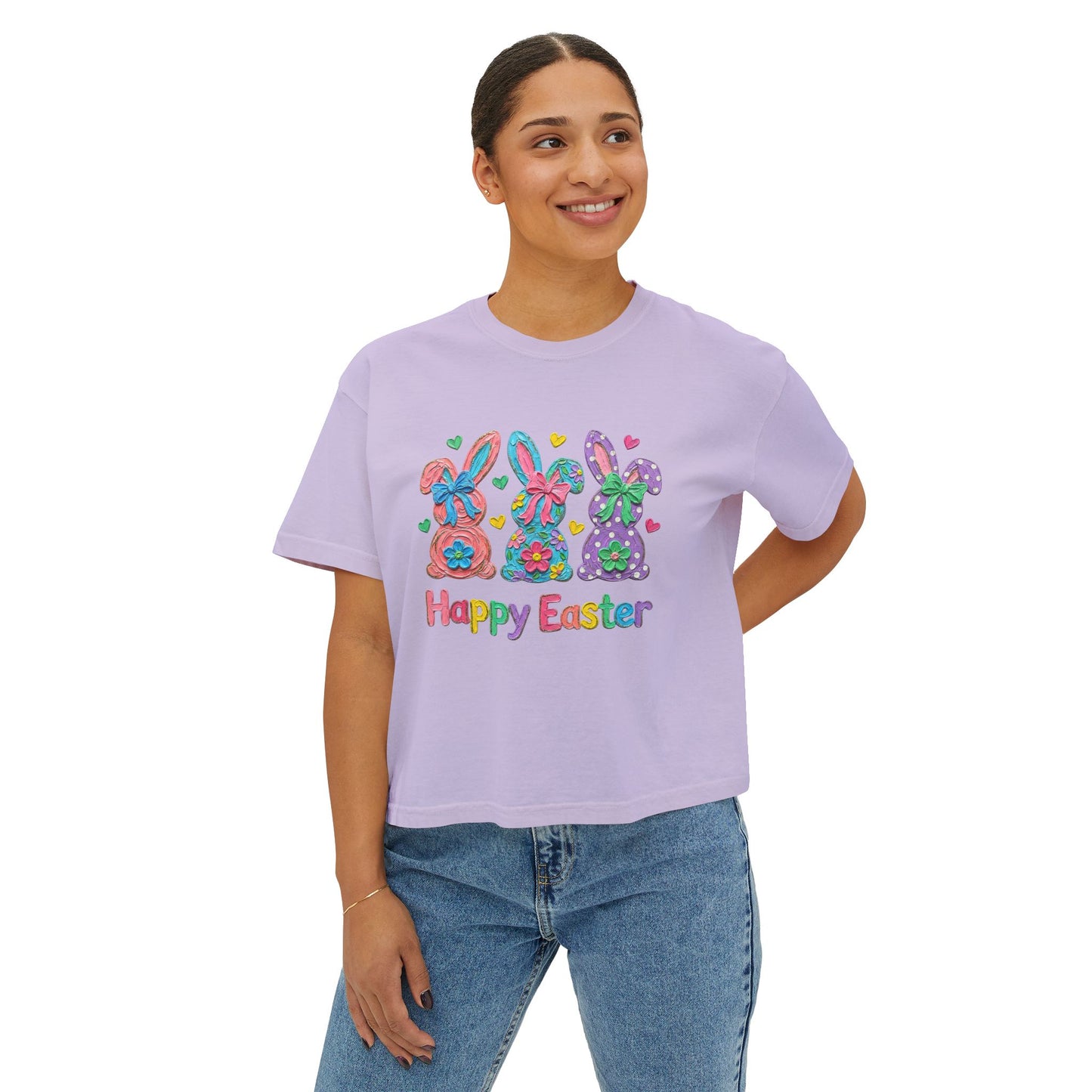 Happy Easter Bunny Trio Boxy Tee