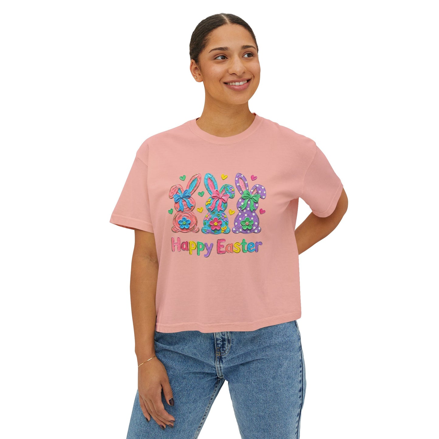 Happy Easter Bunny Trio Boxy Tee