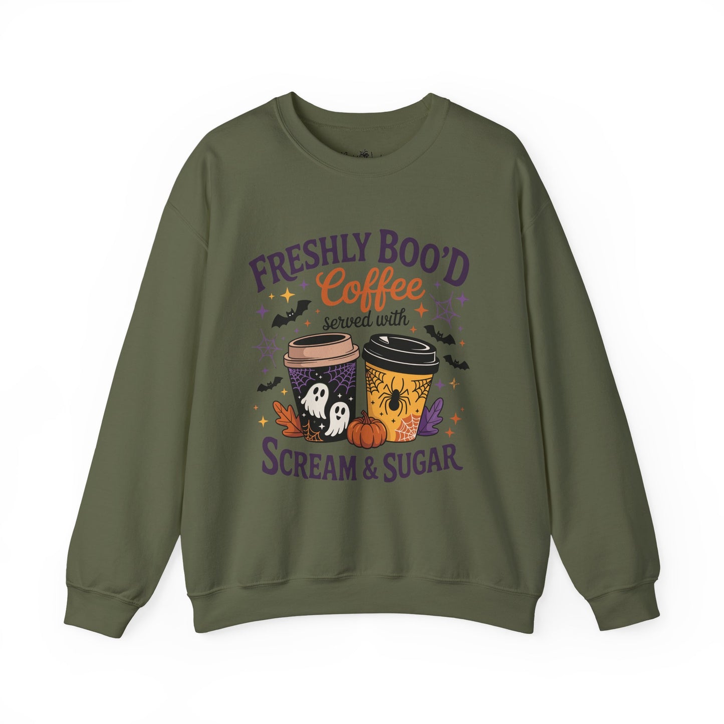 Halloween Coffee Sweatshirt, Cozy Fall Top, Spooky Gift, Unisex Crewneck, Autumn Fashion