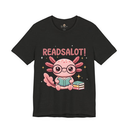 READSALOT Axolotl Reading Tee — Cute Book Lover Shirt
