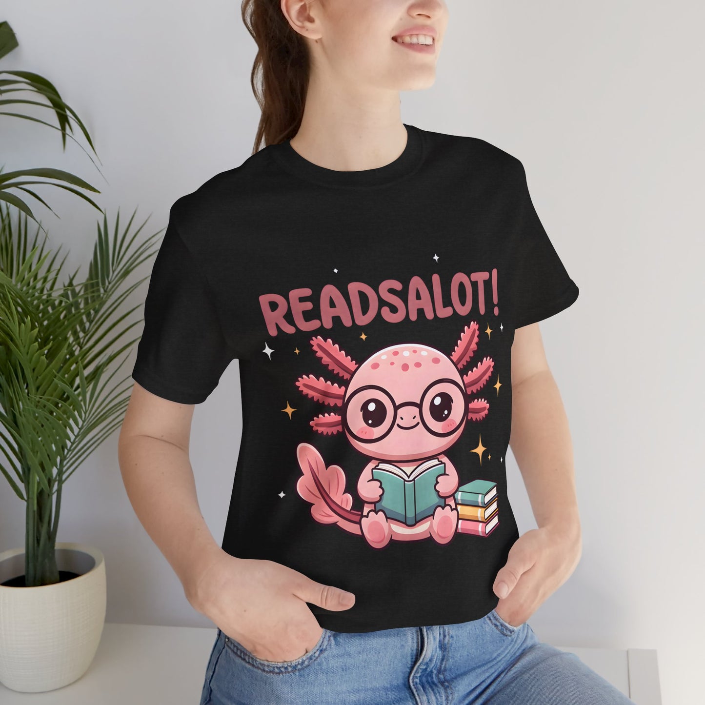 READSALOT Axolotl Reading Tee — Cute Book Lover Shirt