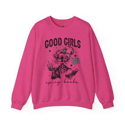 Good Girls Read Spicy Books Sweatshirt - Crewneck Pullover, Cozy Gift for Book Lovers, Vintage Aesthetic
