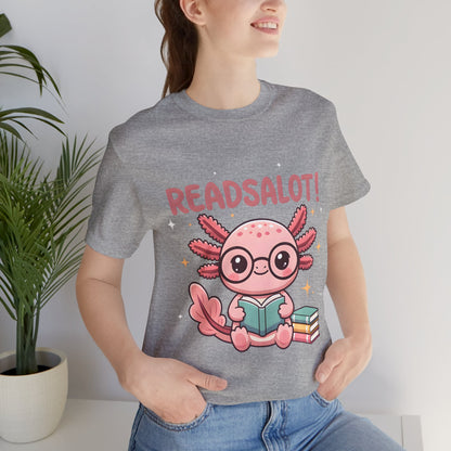 READSALOT Axolotl Reading Tee — Cute Book Lover Shirt