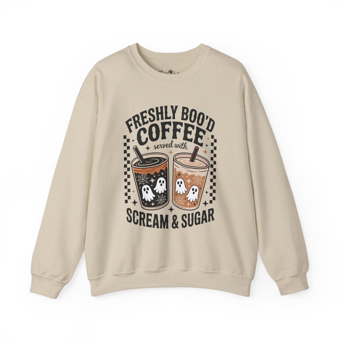 Coffee Crewneck Sweatshirt, Cute Halloween Apparel - Unisex