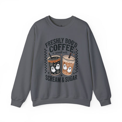 Coffee Crewneck Sweatshirt, Cute Halloween Apparel - Unisex