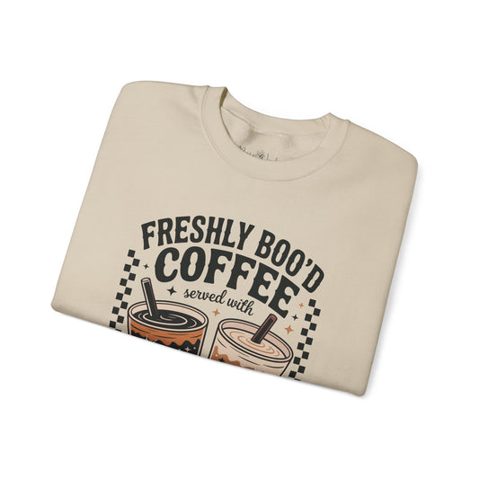 Coffee Crewneck Sweatshirt, Cute Halloween Apparel - Unisex