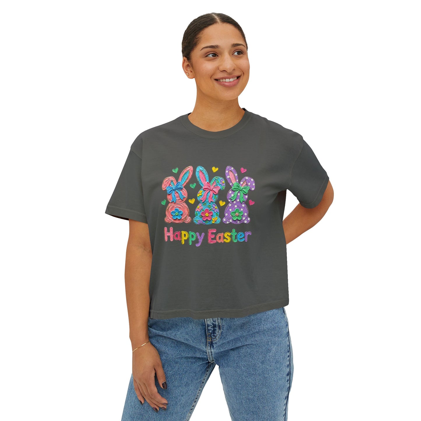 Happy Easter Bunny Trio Boxy Tee