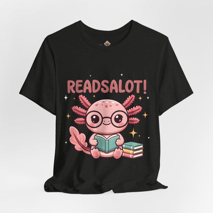 READSALOT Axolotl Reading Tee — Cute Book Lover Shirt