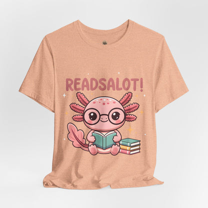 READSALOT Axolotl Reading Tee — Cute Book Lover Shirt