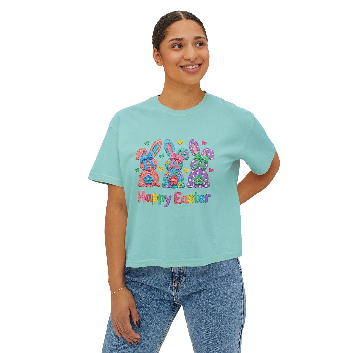 Happy Easter Bunny Trio Boxy Tee