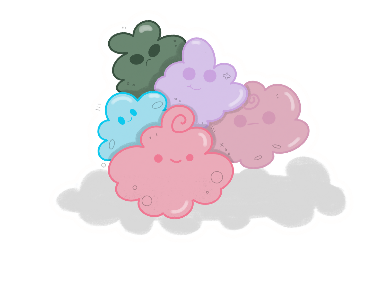 Cloudy Skies Sticker | Cute Kawaii Clouds | Water Resistant Decorative Stickers