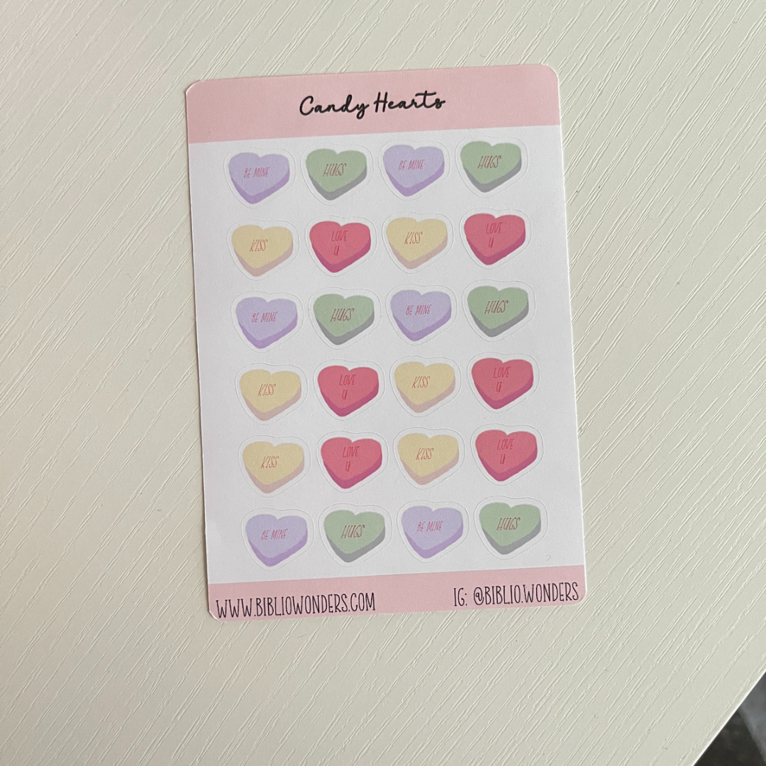 Candy Heart Sticker Sheet